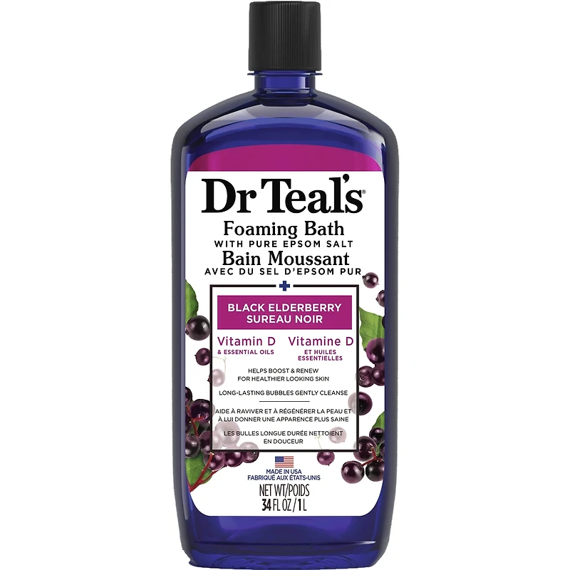 Foaming Bath with Pure Epsom Salt, Black Elderberry with Vitamin D and Essential Oils