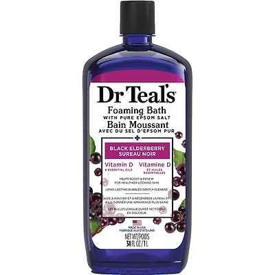 Foaming Bath with Pure Epsom Salt, Black Elderberry with Vitamin D and Essential Oils
