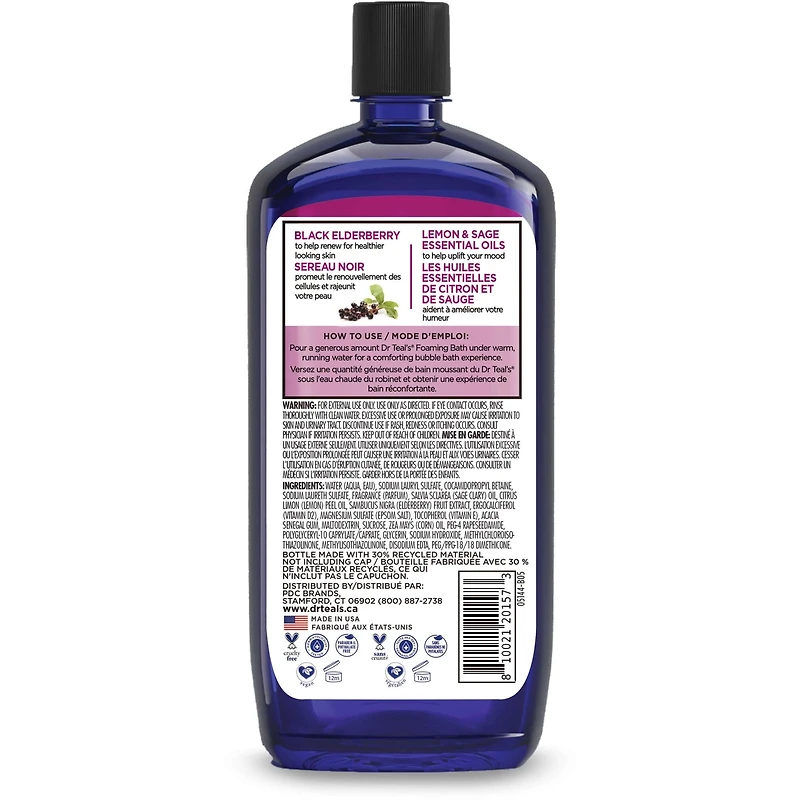 Foaming Bath with Pure Epsom Salt, Black Elderberry with Vitamin D and Essential Oils