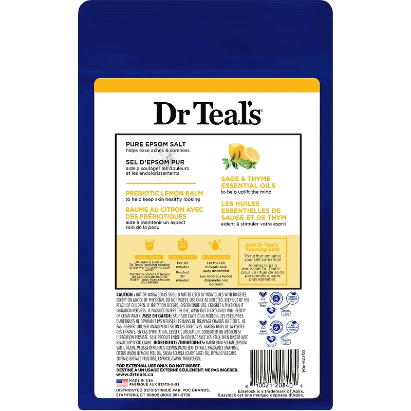 Pure Epsom Salt Soaking Solution, Prebiotic Lemon Balm & Essential Oils