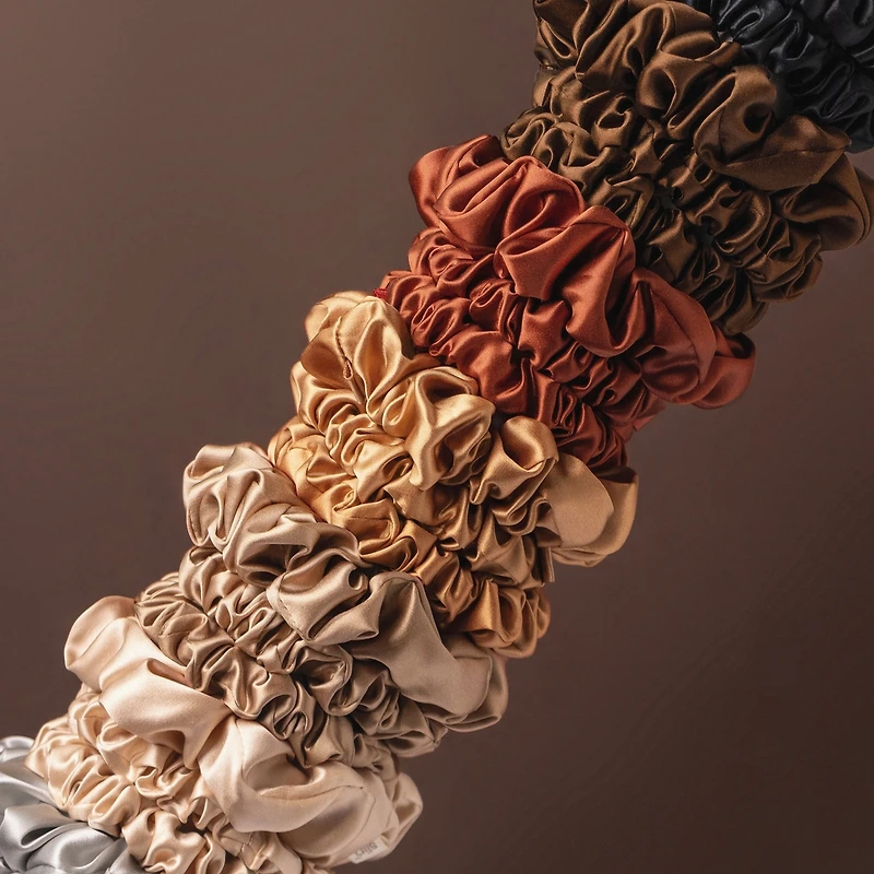 Pure Silk Back To Basics Assorted Scrunchies - Copper