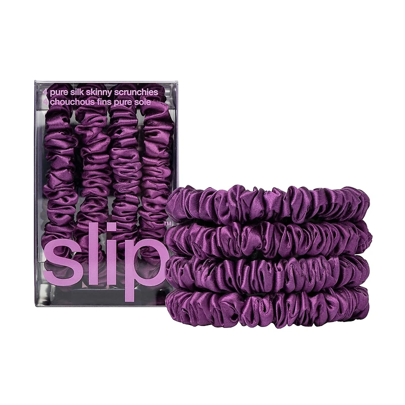 slip pure silk skinny scrunchies - maroon