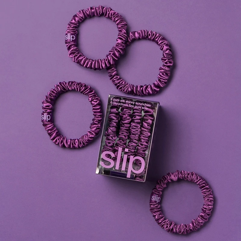 slip pure silk skinny scrunchies - maroon