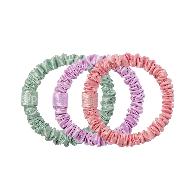 slip pure silk skinny scrunchie trio - lilac rose