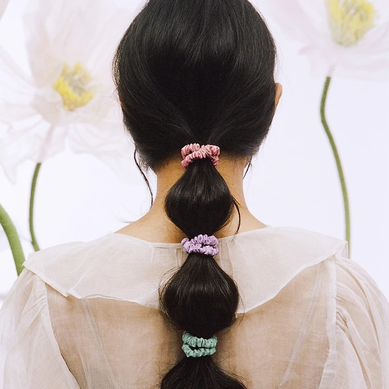 slip pure silk skinny scrunchie trio - lilac rose