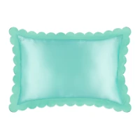 slip pure silk queen pillowcase with scalloped edge - turquoise