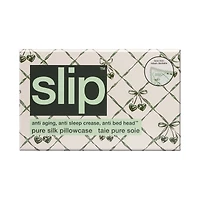 slip pure silk queen pillowcase with lace trim - wintergreen