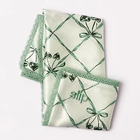 slip pure silk queen pillowcase with lace trim - wintergreen