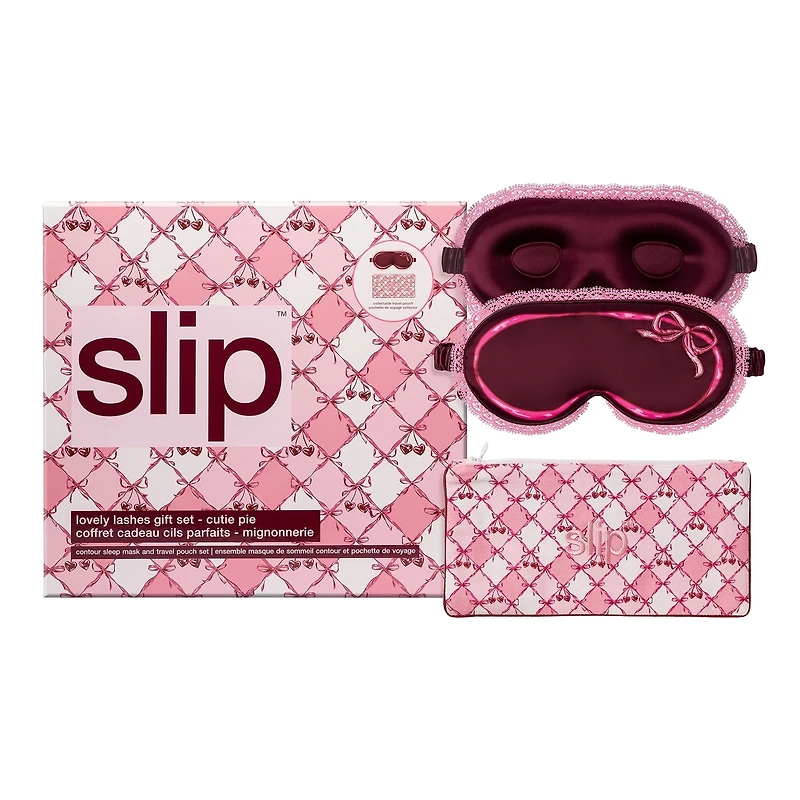 slip pure silk lovely lashes gift set with lace trim - cutie pie