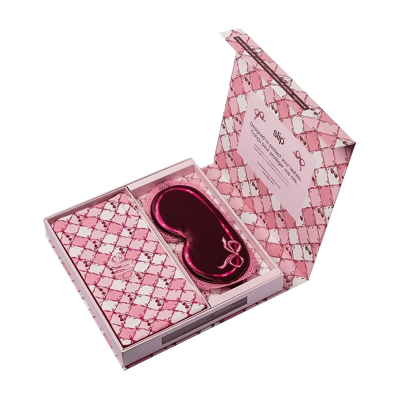 slip pure silk lovely lashes gift set with lace trim - cutie pie