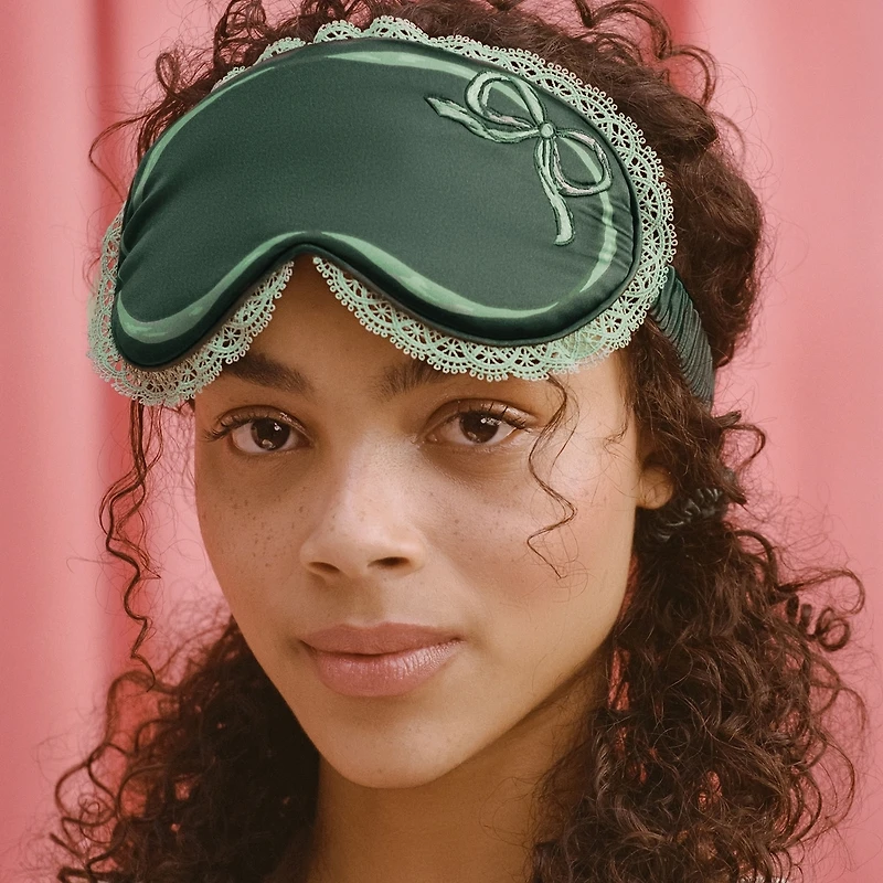 slip ensemble de soirée pyjama beauté pure soie avec ruban dentelle - rêves mentolés