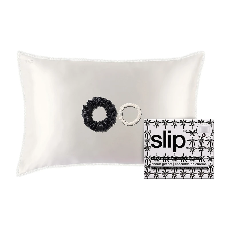 slip coffret cadeau queen pure soie avec ruban dentelle - charme