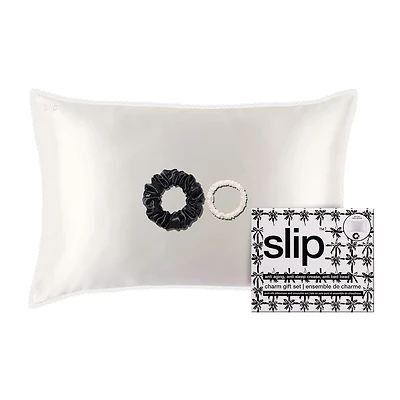 slip coffret cadeau queen pure soie avec ruban dentelle - charme