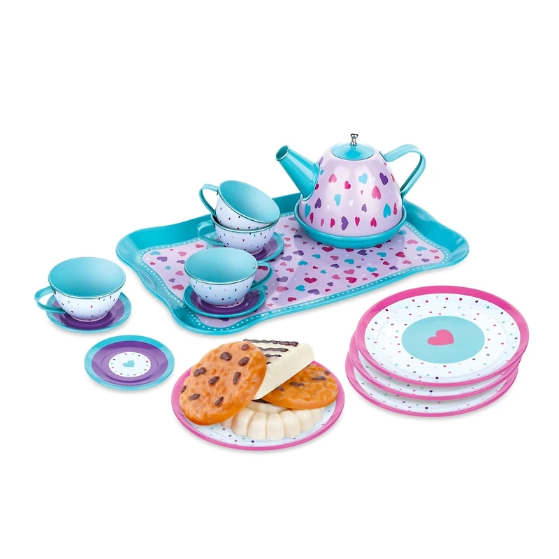 20 pc Metal Tea Set - Hearts