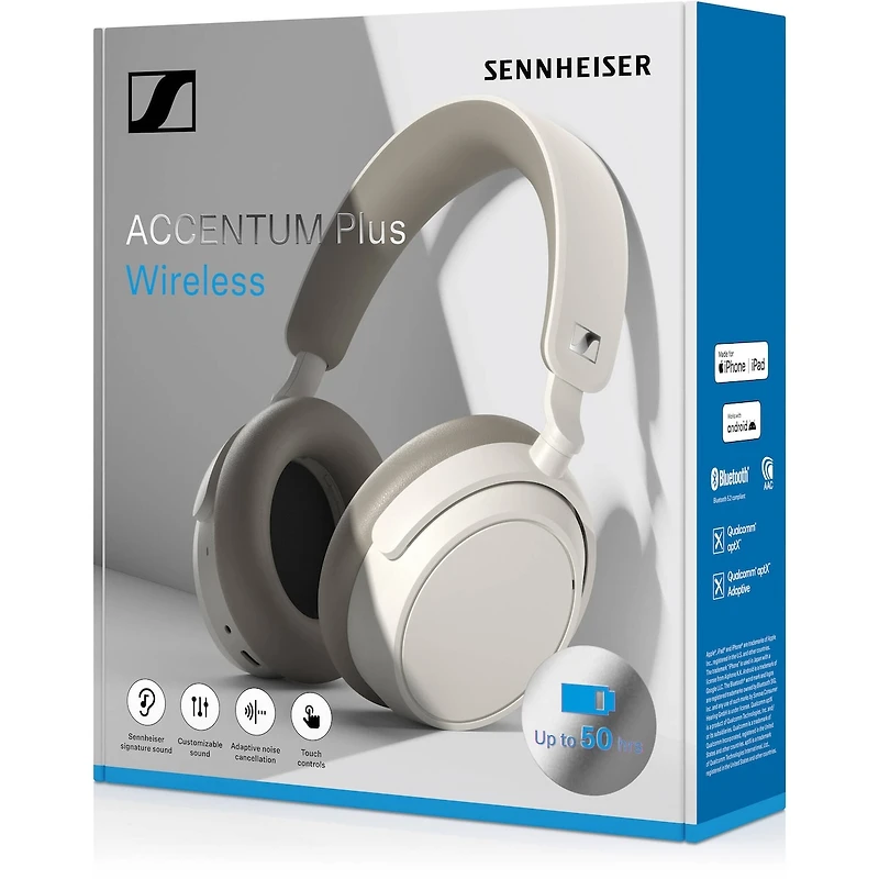 Casque sans fil à réduction de bruit active ACCENTUM Plus (Blanc)