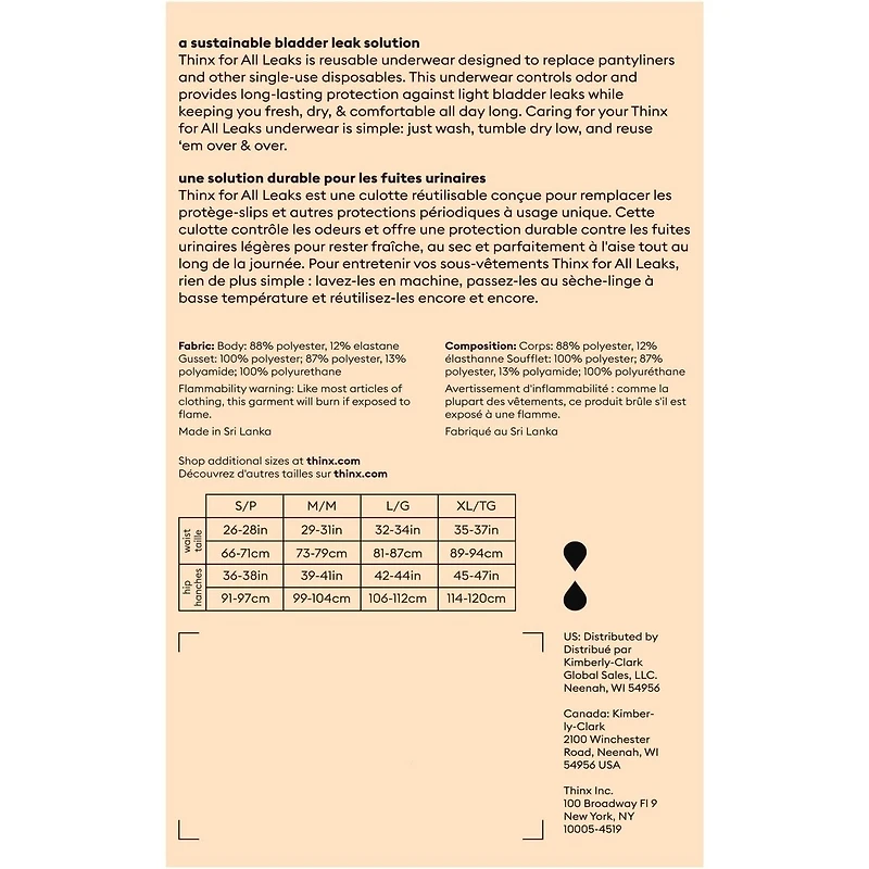 Thinx For All Leaks Light Absorbency Hi-Waist Bladder Leak Underwear, Medium, Desert Rose