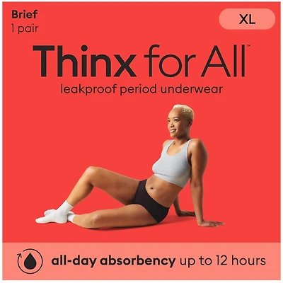 Thinx for All Women's Everyday Comfort Brief Leakproof Period Underwear, Size Large