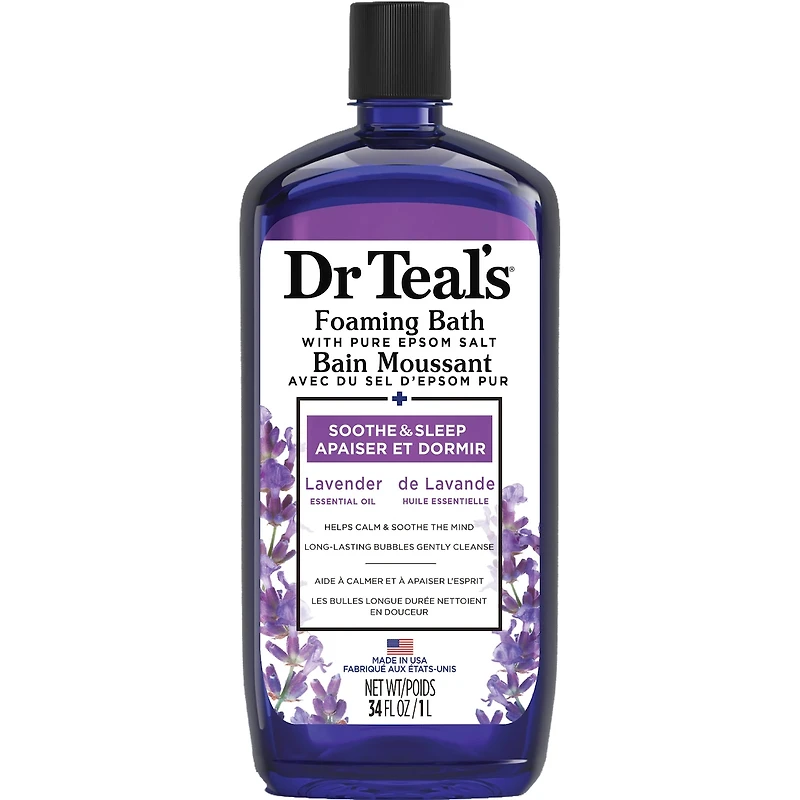 Bain Moussant avec du Sel D'Epsom Pur, Apaiser et Dormir de Lavande Huile Essentielle