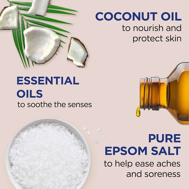 Solution de bain au sel d'epsom pur, Nourrir et Protéger avec de L'huile De Noix De Coco