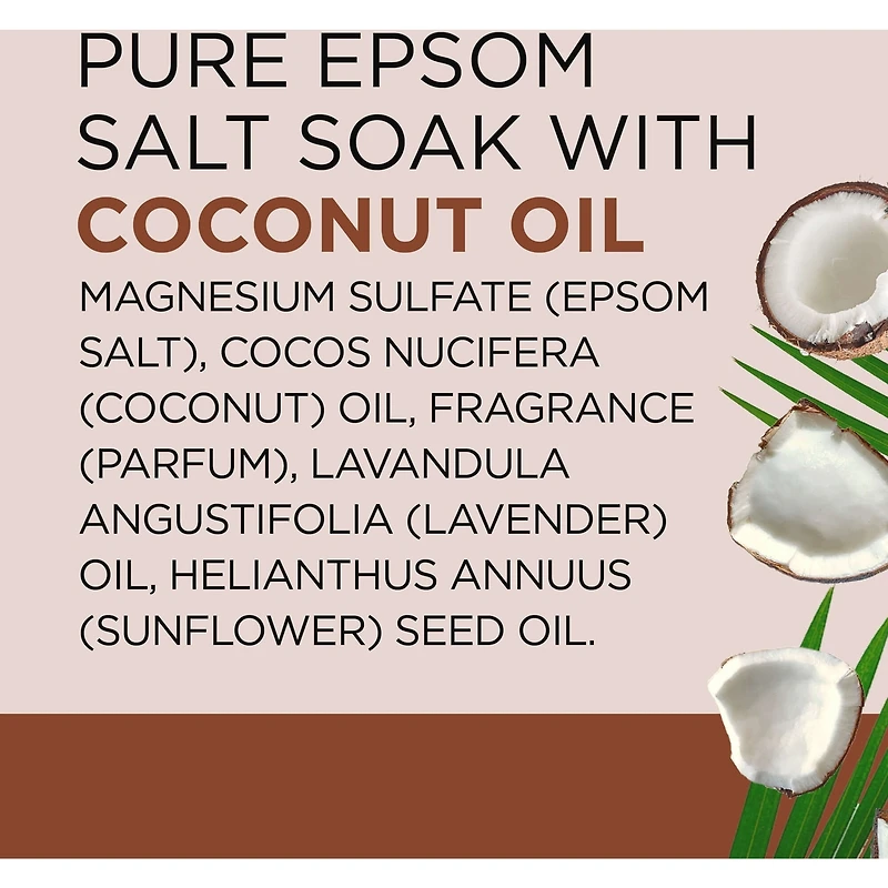 Solution de bain au sel d'epsom pur, Nourrir et Protéger avec de L'huile De Noix De Coco