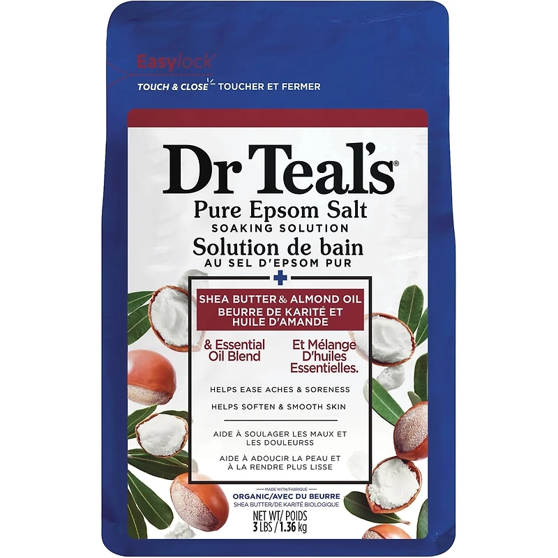 Solution de bain au sel d'epsom pur, Beurre de karité et huile d'amande