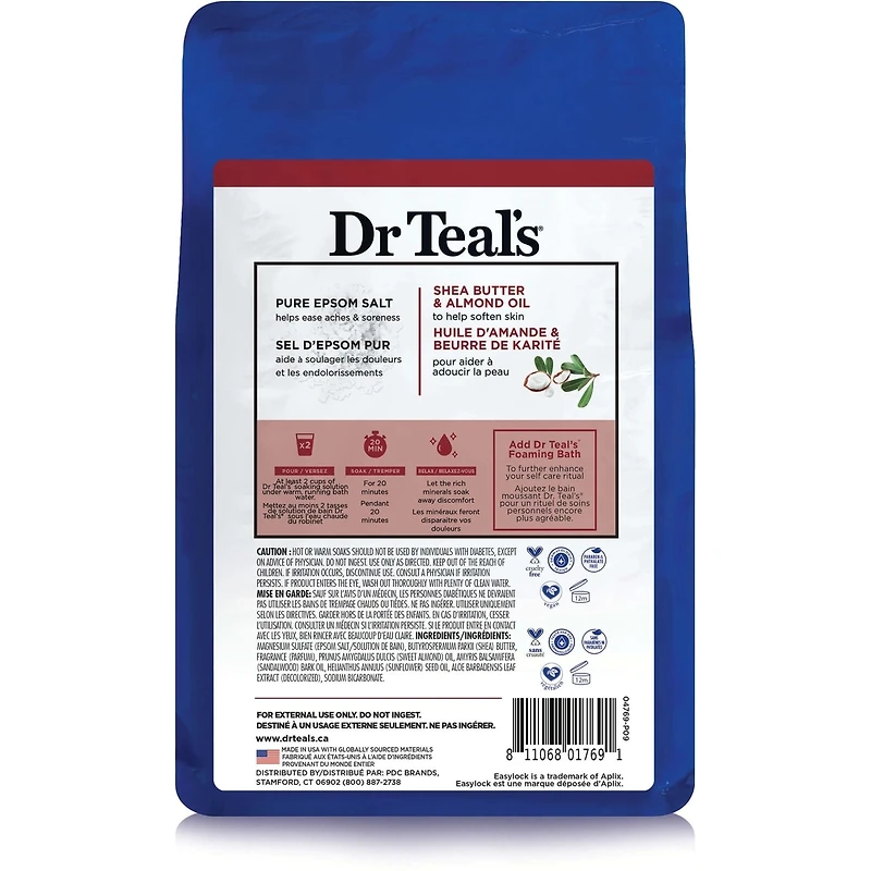 Solution de bain au sel d'epsom pur, Beurre de karité et huile d'amande