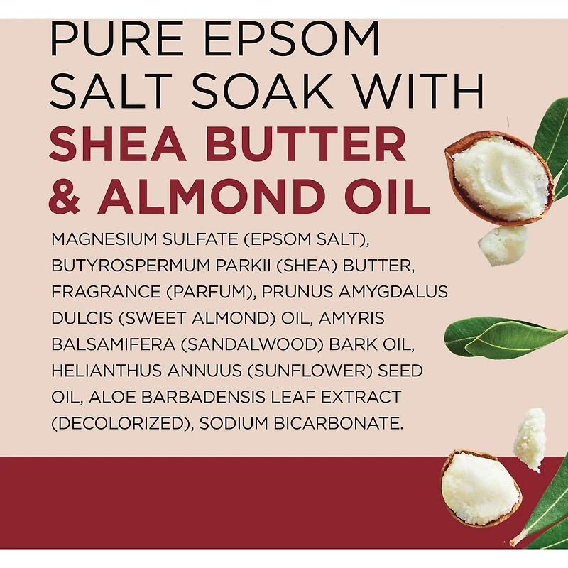Solution de bain au sel d'epsom pur, Beurre de karité et huile d'amande
