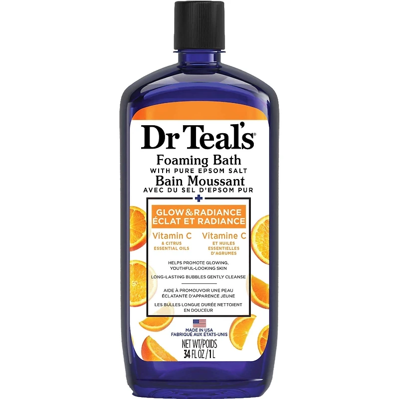 Foaming Bath with Pure Epsom Salt, Glow & Radiance with Vitamin C & Citrus Essential Oils