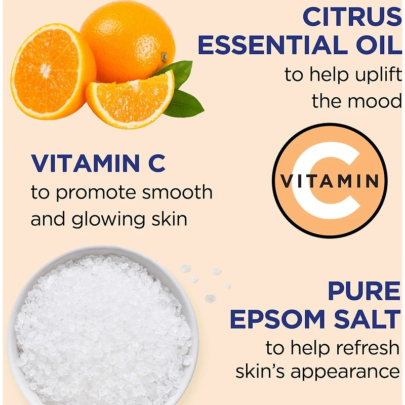 Foaming Bath with Pure Epsom Salt, Glow & Radiance with Vitamin C & Citrus Essential Oils