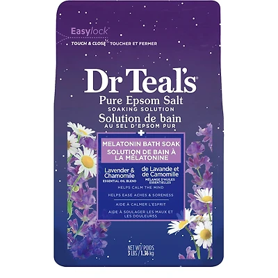 Pure Epsom Salt Soak, Sleep Blend with Melatonin,  Lavender & Chamomile Essential Oils