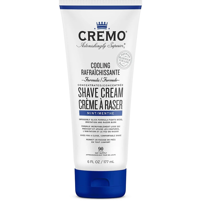 Crème à raser rafraîchissante pour hommes au parfum de menthe de marque Cremo