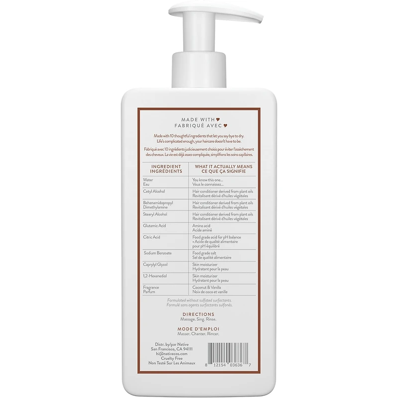 Revitalisant hydratant Native Noix de coco et vanille