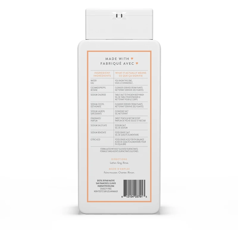 Natural Body Wash, Sweet Peach & Nectar, Sulfate Free, Paraben Free