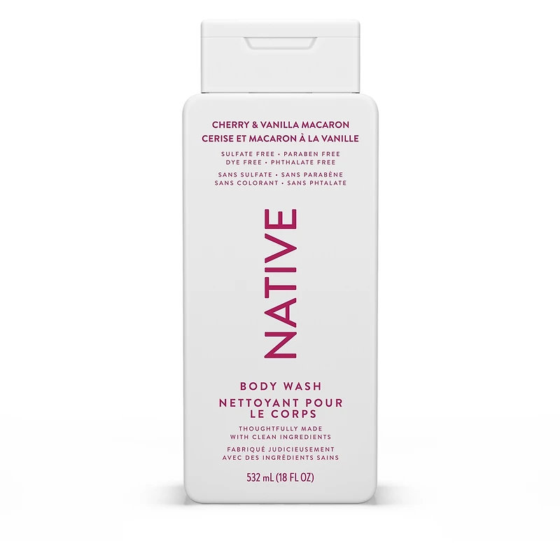 Natural Body Wash, Cherry Vanilla & Macaron, Sulfate Free, Paraben Free