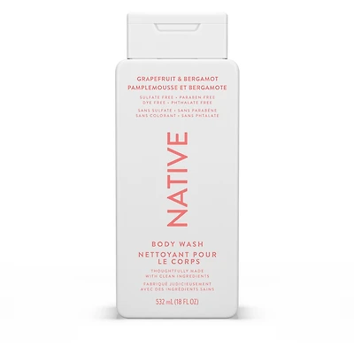 Natural Body Wash, Grapefruit & Bergamot, Sulfate Free, Paraben Free