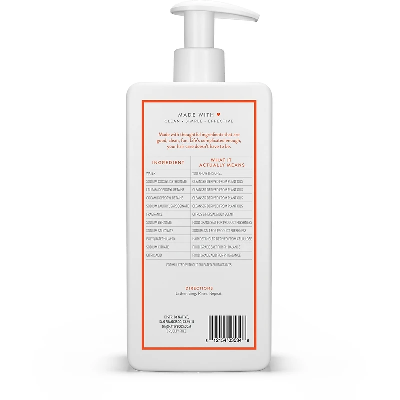 Revitalisant Nettoyage quotidien, agrumes et musc botanique, sans sulfate ni parabènes