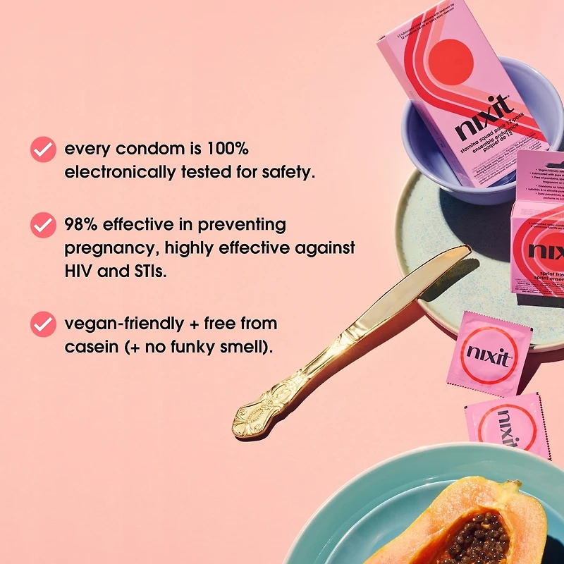 Lubricated latex condoms with reservoir tip