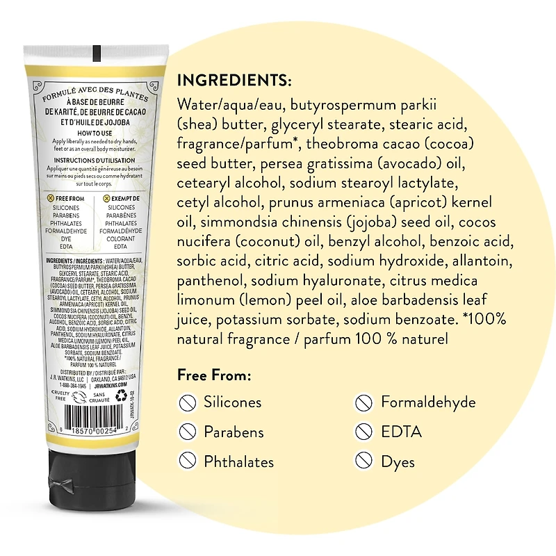 JR Watkins crème pour les mains aloes et the vert  95g