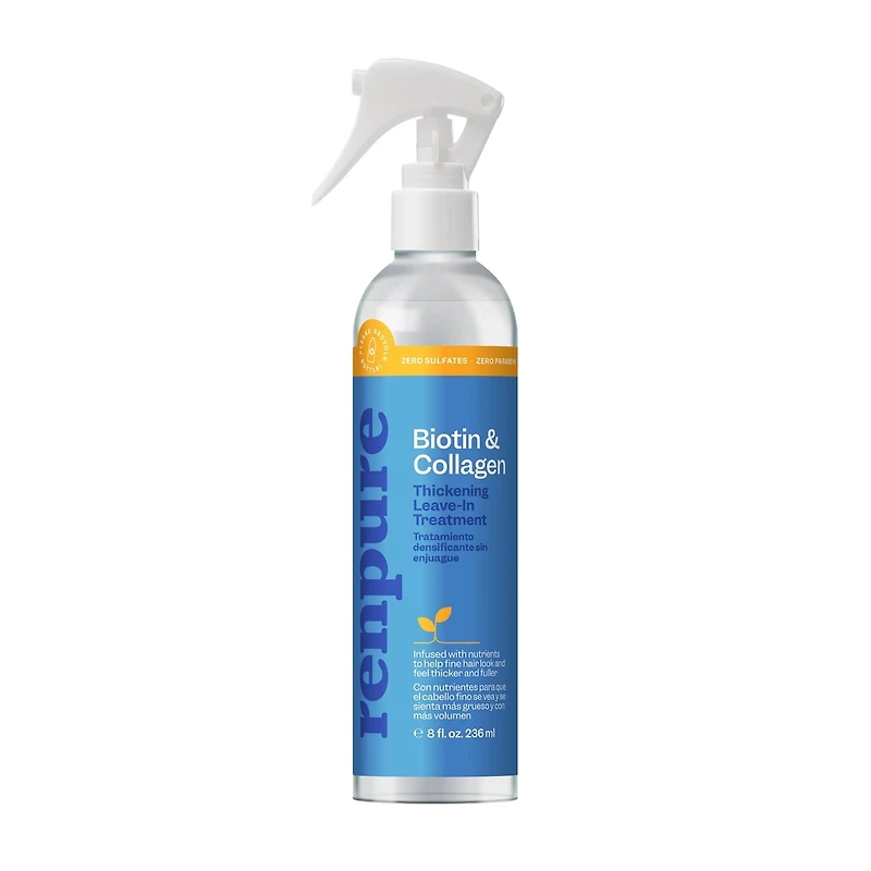 RENPURE, après-Shampooing Épaississant à la Biotine et au Collagène à Base de Plantes, Liquide Clair, 8 Fl Oz