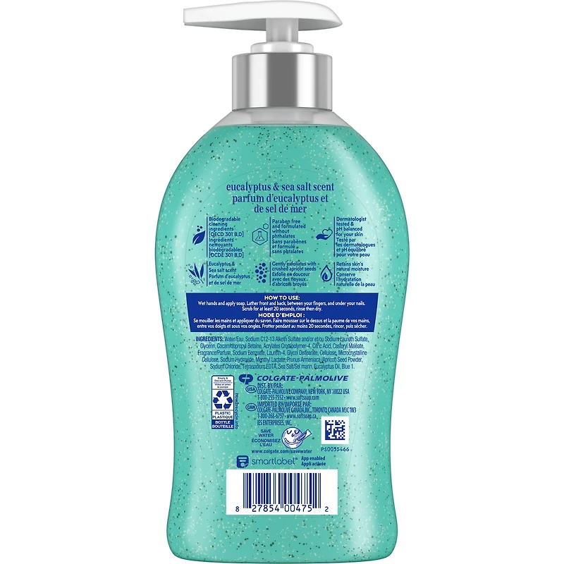 Softsoap Therapy Cooling Eucalyptus Sea Salt Scent Exfoliating Liquid Hand Soap, 11.24oz (332ml)