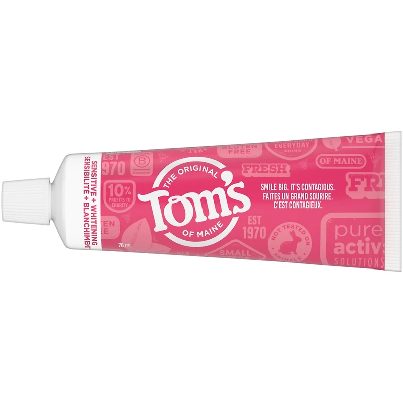 Tom’s of Maine PureActiv Sensibilité + Blanchiment, Menthe Apaisante Sans Fluorure