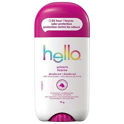 Déodorant Hello Unicorn Tween, protection contre les odeurs 24 heures, sans aluminium + sans bicarbonate de soude, végétalien et sans parabènes