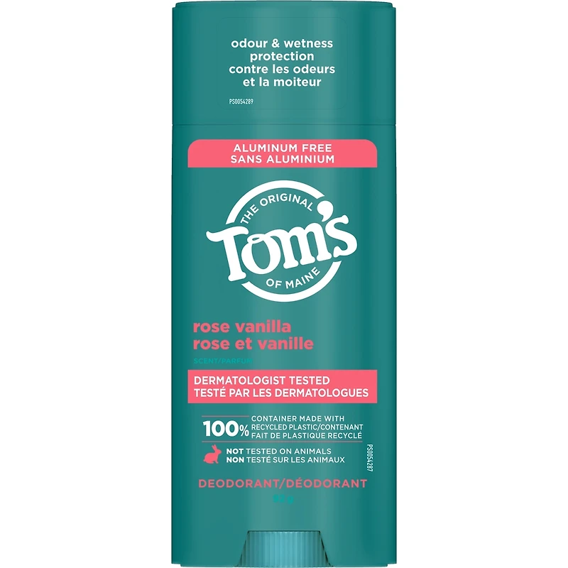 Tom’s of Maine Rose Vanilla Natural Deodorant for Women and Men, Aluminum Free, 92g