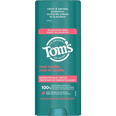Tom’s of Maine Rose Vanilla Natural Deodorant for Women and Men, Aluminum Free, 92g