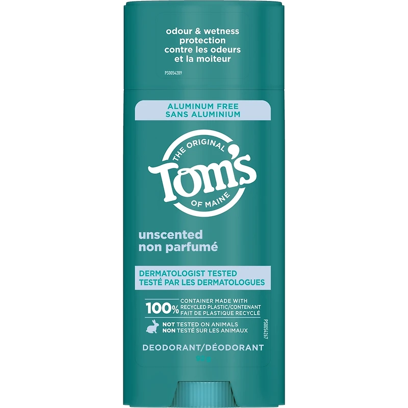 Tom’s of Maine Unscented Natural Deodorant for Women and Men, Aluminum Free, 92g