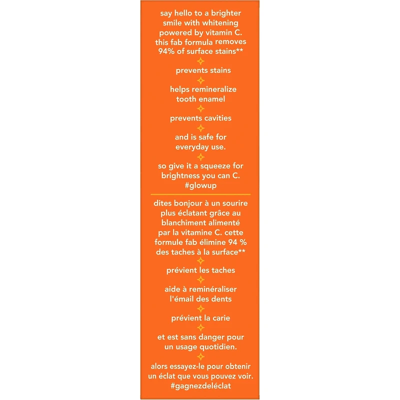 Hello Super Mega Dentifrice Blanchissant Avec Fluorure, Dentifrice Blanchissant Avec Vitamine C, Aide À Blanchir les Dents Jusqu'à 2 Tons, Saveur Naturelle de Menthe Poivrée, Tube de 82mL