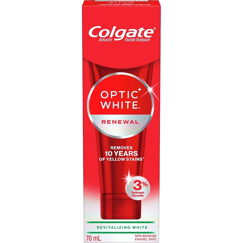 Colgate Optic White Renewal Teeth Whitening Toothpaste, Brilliant Shine, 3.0 oz