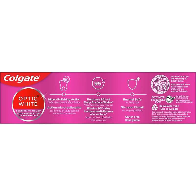 Optic White Sensitivity Relief Toothpaste, Gentle Mint