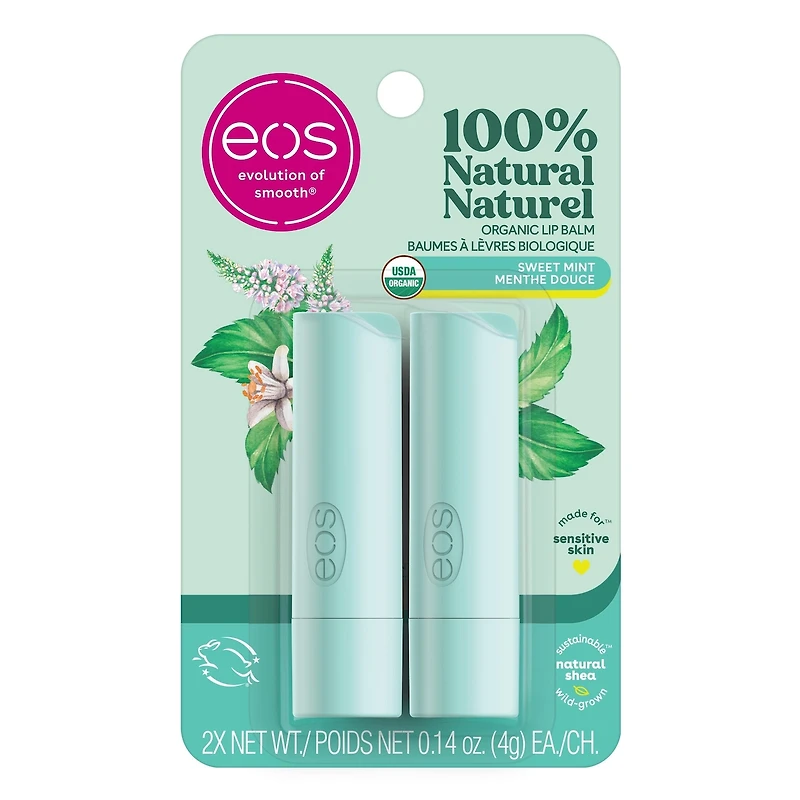 eos 100% Natural & Organic Lip Balm Stick - Sweet Mint  2-pack