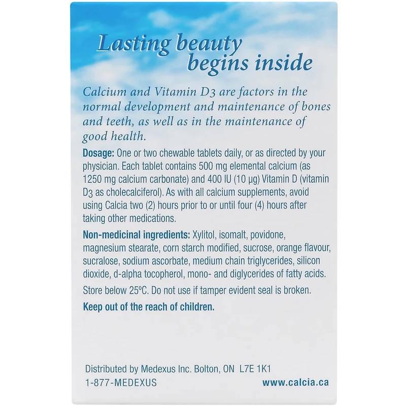 Calcia Calcium with Vitamin D 400IU orange